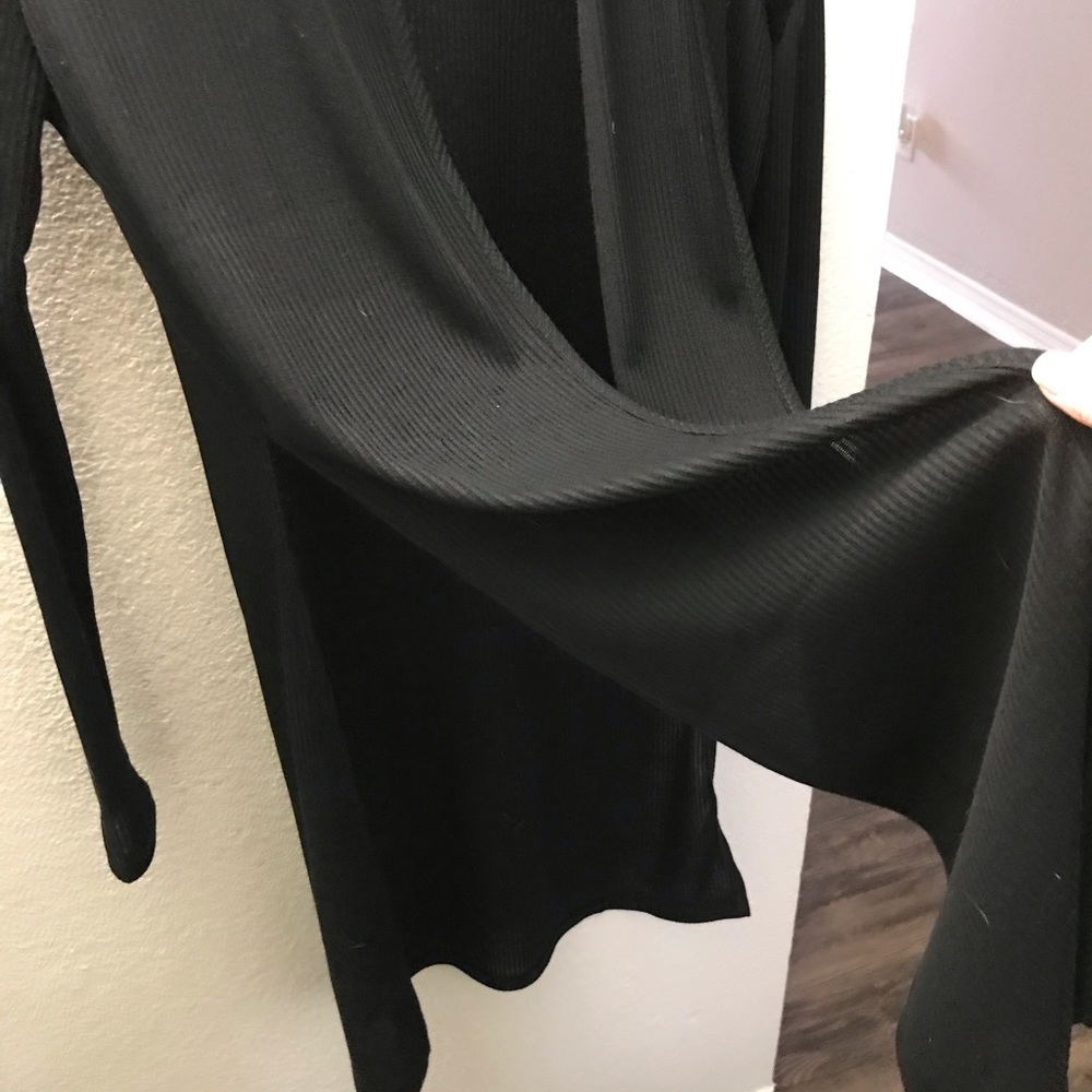 BLACK Slit Ribbed Cardigan - Picture 4 of 5